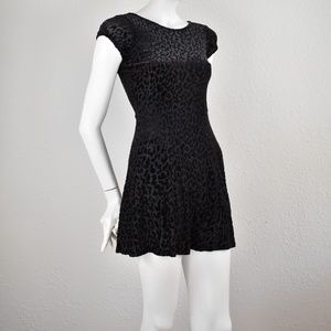 Aeropostale Black Leopard Skater Mini Dress Sz S